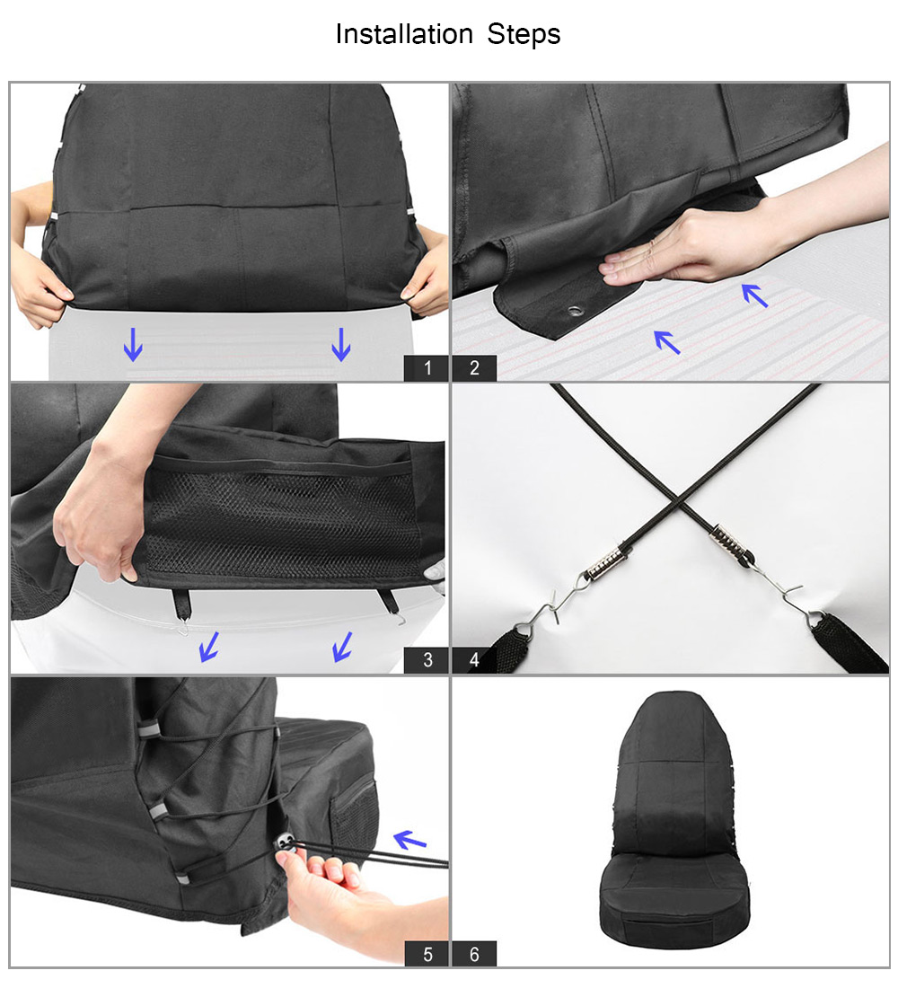 TIROL T24324 Universal Car Seat Cover Cushion Set Water Resistant Storage Pockets 