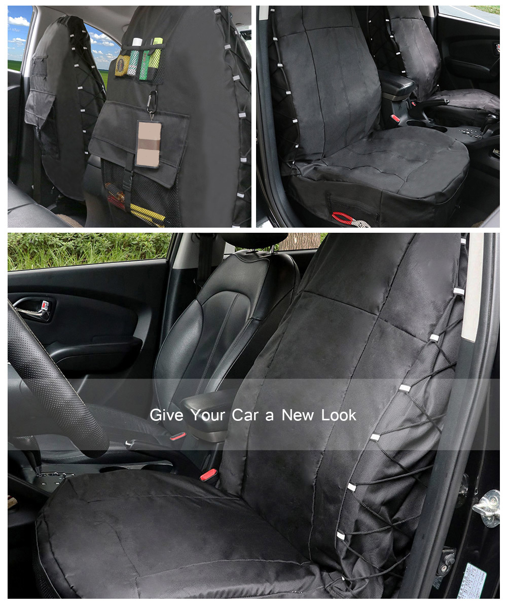 TIROL T24324 Universal Car Seat Cover Cushion Set Water Resistant Storage Pockets 