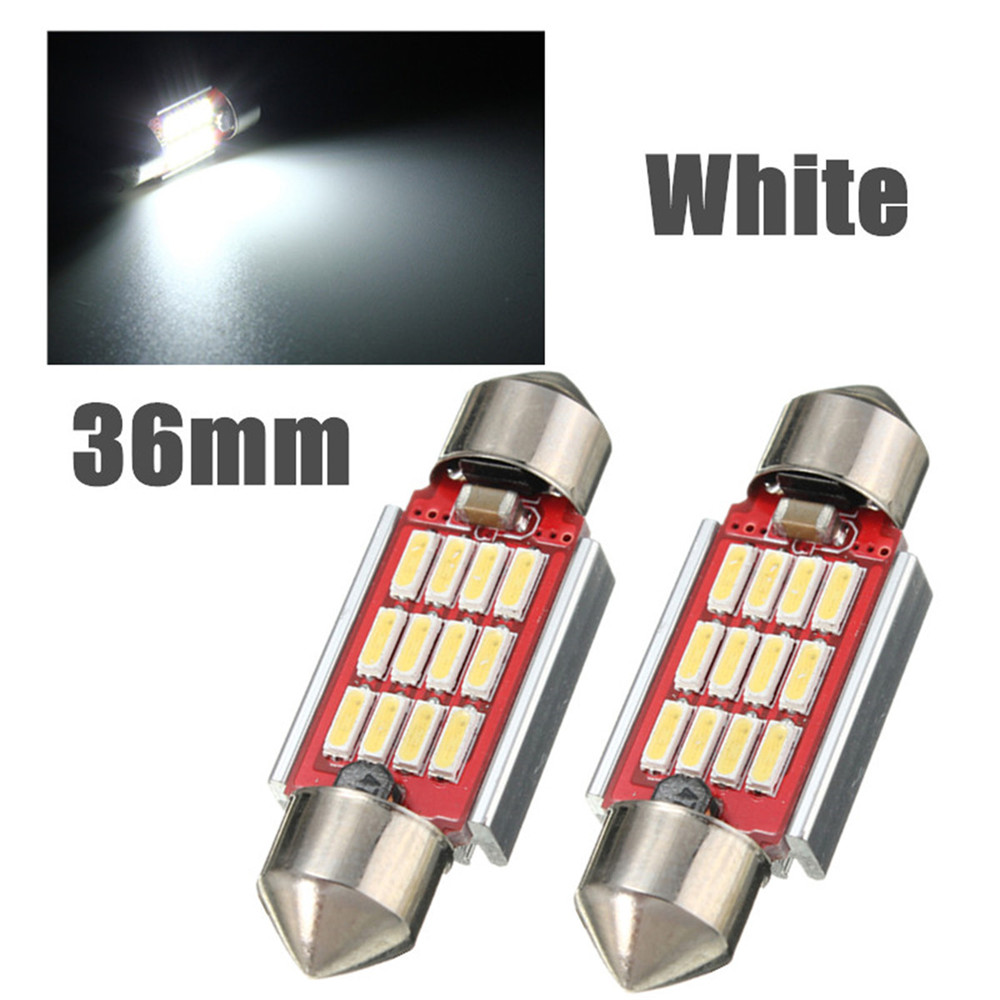 White Festoon Canbus Error Free Interior Light Bulb 36 39 42mm 12SMD 4014 LED