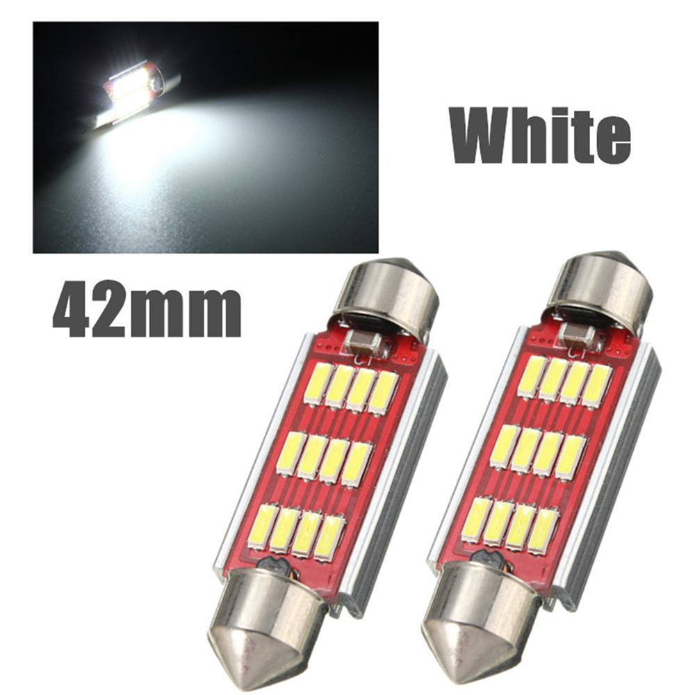 White Festoon Canbus Error Free Interior Light Bulb 36 39 42mm 12SMD 4014 LED