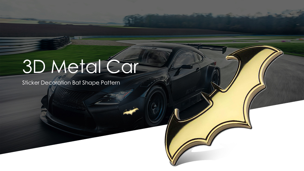 Metal 3D DIY Car Vehicle Auto Wall Decoration Sticker Art Bat Shape Pattern